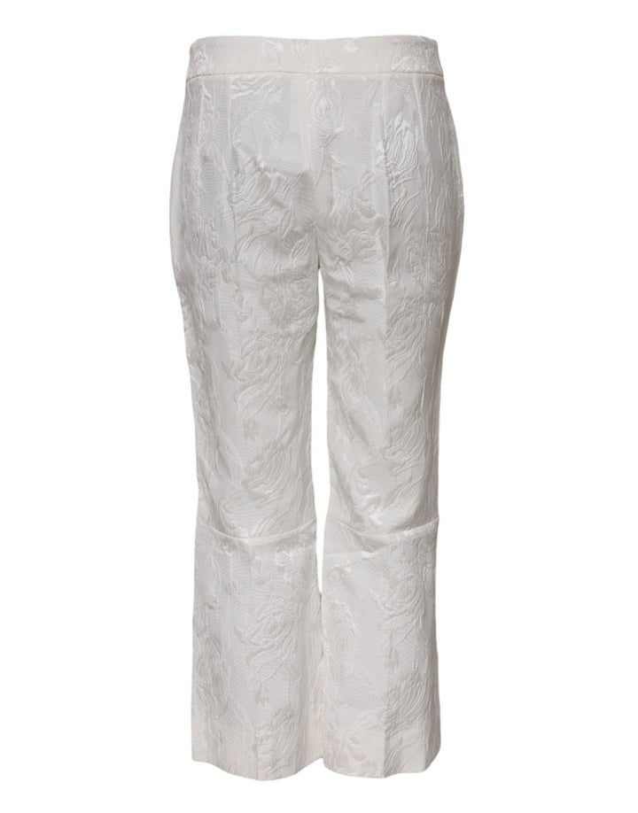 Dolce &amp; Gabbana Sample Sale Dolce &amp; Gabbana White Cotton Floral Jacquard Pants - | Designer outlet