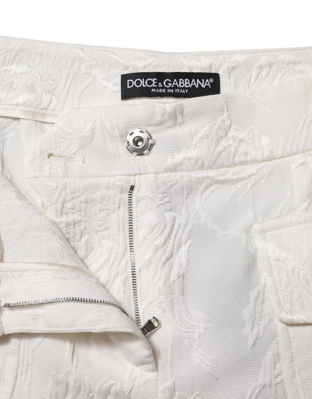 Dolce &amp; Gabbana Sample Sale Dolce &amp; Gabbana White Cotton Floral Jacquard Pants - | Designer outlet