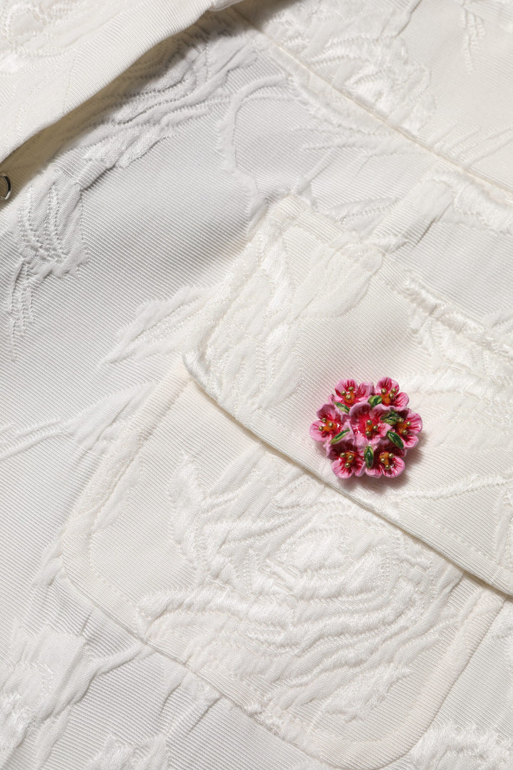 Dolce &amp; Gabbana Sample Sale Dolce &amp; Gabbana White Cotton Floral Jacquard Pants - | Designer outlet