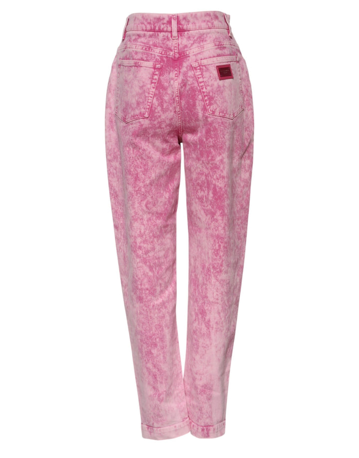 Dolce &amp; Gabbana Sample Sale Dolce &amp; Gabbana Pink Tie Dye High Waist Tapered Denim Jeans - | Designer outlet