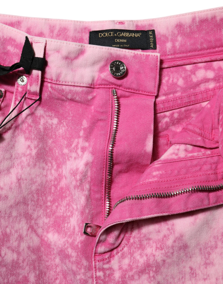 Dolce &amp; Gabbana Sample Sale Dolce &amp; Gabbana Pink Tie Dye High Waist Tapered Denim Jeans - | Designer outlet