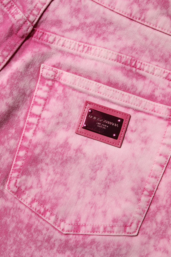 Dolce &amp; Gabbana Sample Sale Dolce &amp; Gabbana Pink Tie Dye High Waist Tapered Denim Jeans - | Designer outlet
