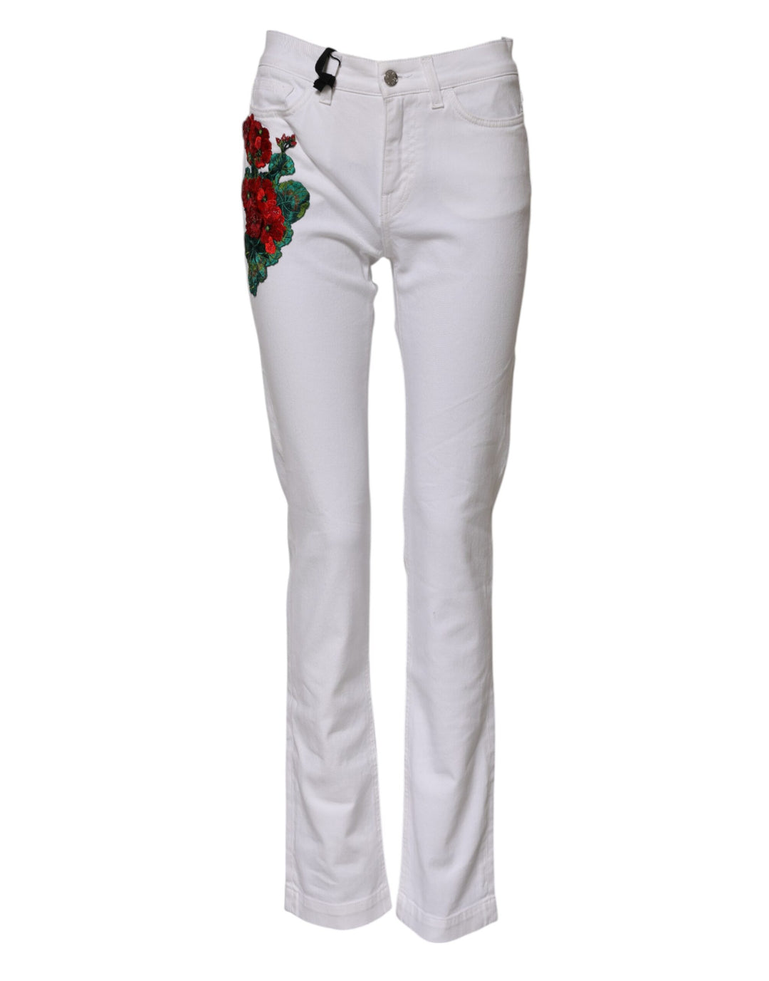Dolce &amp; Gabbana Sample Sale Dolce &amp; Gabbana White Floral Embroidery GIRLY Denim Jeans - | Designer outlet
