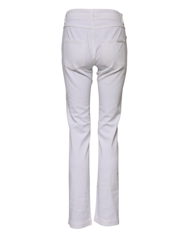 Dolce &amp; Gabbana Sample Sale Dolce &amp; Gabbana White Floral Embroidery GIRLY Denim Jeans - | Designer outlet
