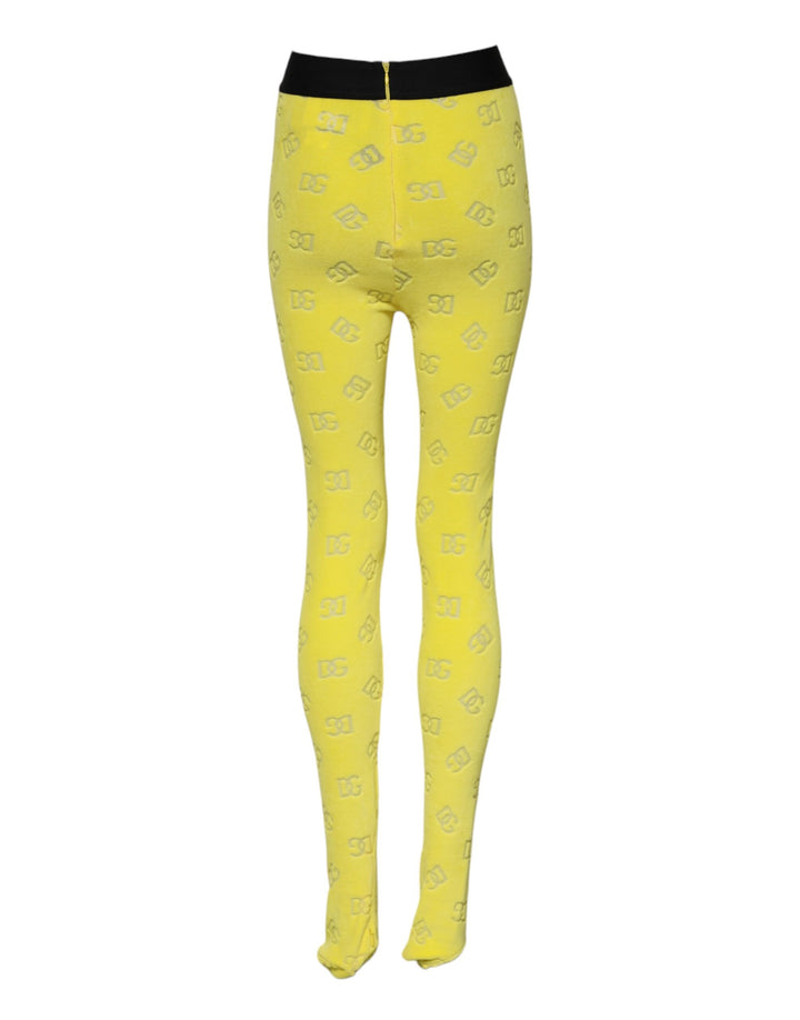 Dolce &amp; Gabbana Sample Sale Dolce &amp; Gabbana Yellow Logo Slim Fit Leggings Pants - | Designer outlet