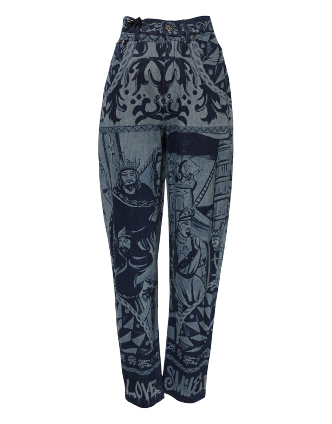 Dolce &amp; Gabbana Sample Sale Dolce &amp; Gabbana Blue Graphic Print Tapered Denim Jeans - | Designer outlet