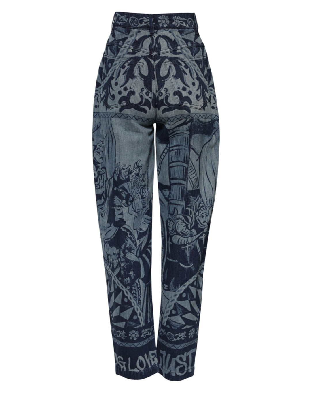 Dolce &amp; Gabbana Sample Sale Dolce &amp; Gabbana Blue Graphic Print Tapered Denim Jeans - | Designer outlet