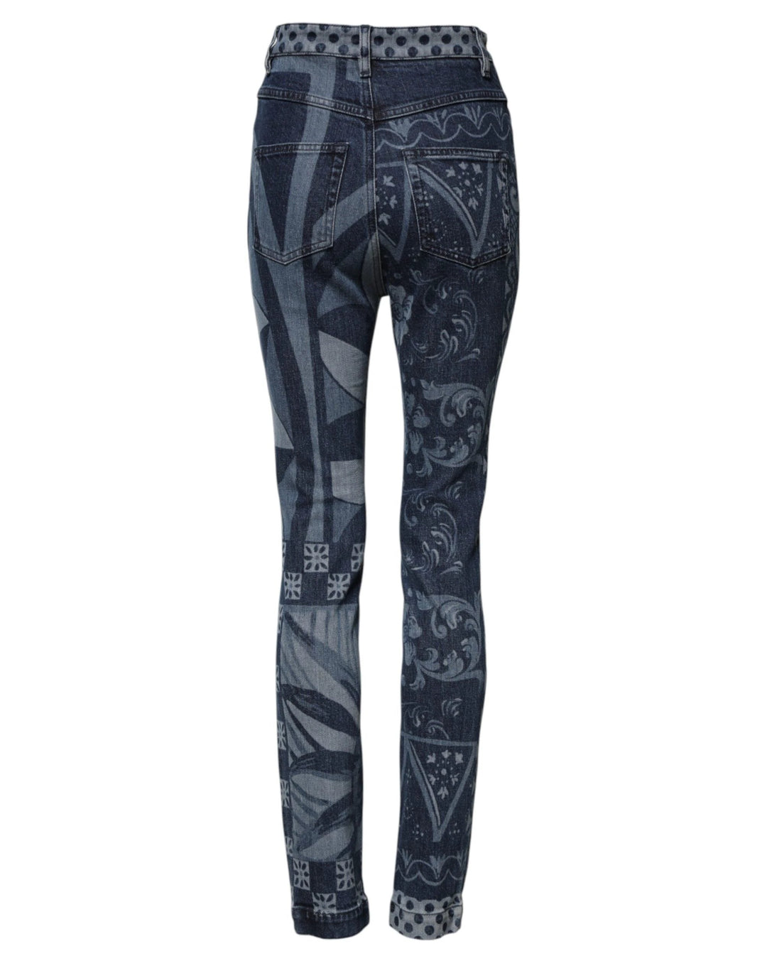 Dolce &amp; Gabbana Blue Graphic Print Cotton Skinny Denim Jeans by Dolce &amp; Gabbana outlet now on sale