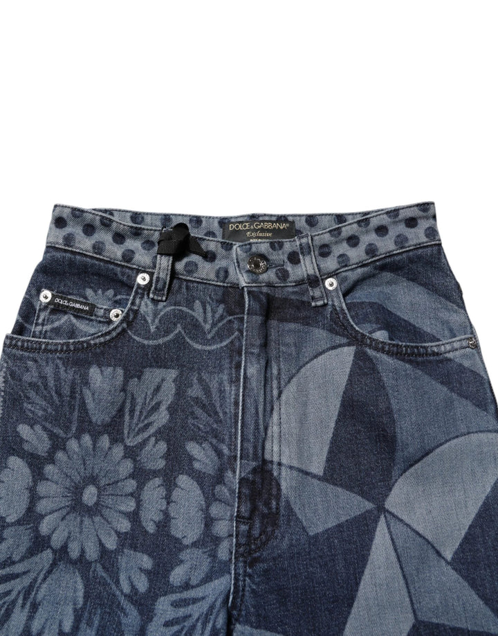 Dolce &amp; Gabbana Blue Graphic Print Cotton Skinny Denim Jeans by Dolce &amp; Gabbana outlet now on sale