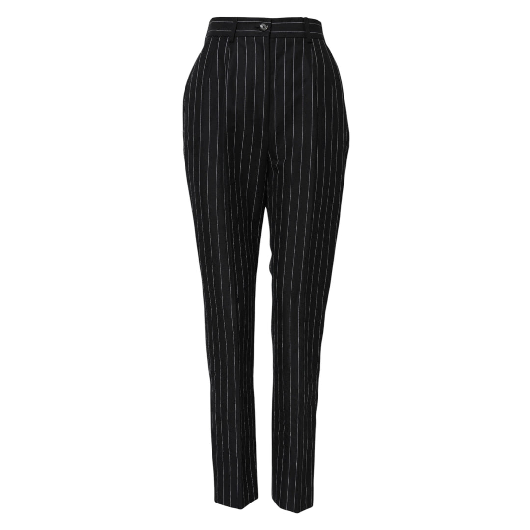 Dolce &amp; Gabbana Sample Sale Dolce &amp; Gabbana Black Stripes High Waist Tapered Pants - | Designer outlet