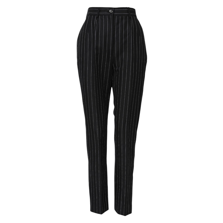 Dolce &amp; Gabbana Sample Sale Dolce &amp; Gabbana Black Stripes High Waist Tapered Pants - | Designer outlet