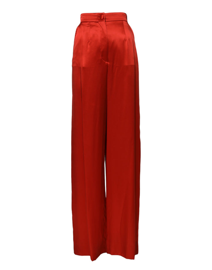 Dolce &amp; Gabbana Sample Sale Dolce &amp; Gabbana Red Satin High Waist Wide Leg Pants - | Designer outlet