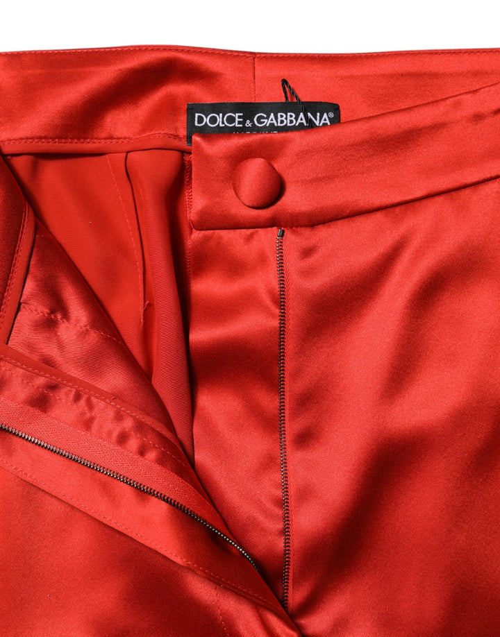 Dolce &amp; Gabbana Sample Sale Dolce &amp; Gabbana Red Satin High Waist Wide Leg Pants - | Designer outlet