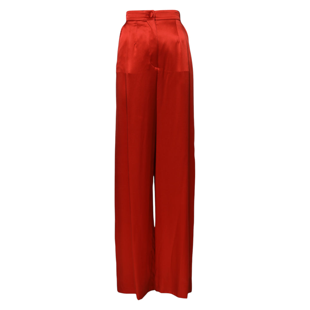 Dolce &amp; Gabbana Sample Sale Dolce &amp; Gabbana Red Satin High Waist Wide Leg Pants - | Designer outlet