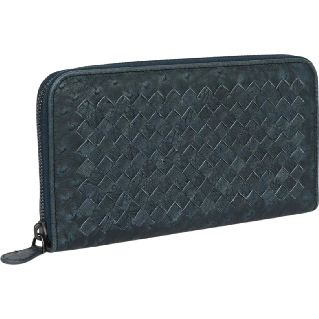 Bottega Veneta Intrecciato Ostrich Zip Around Wallet