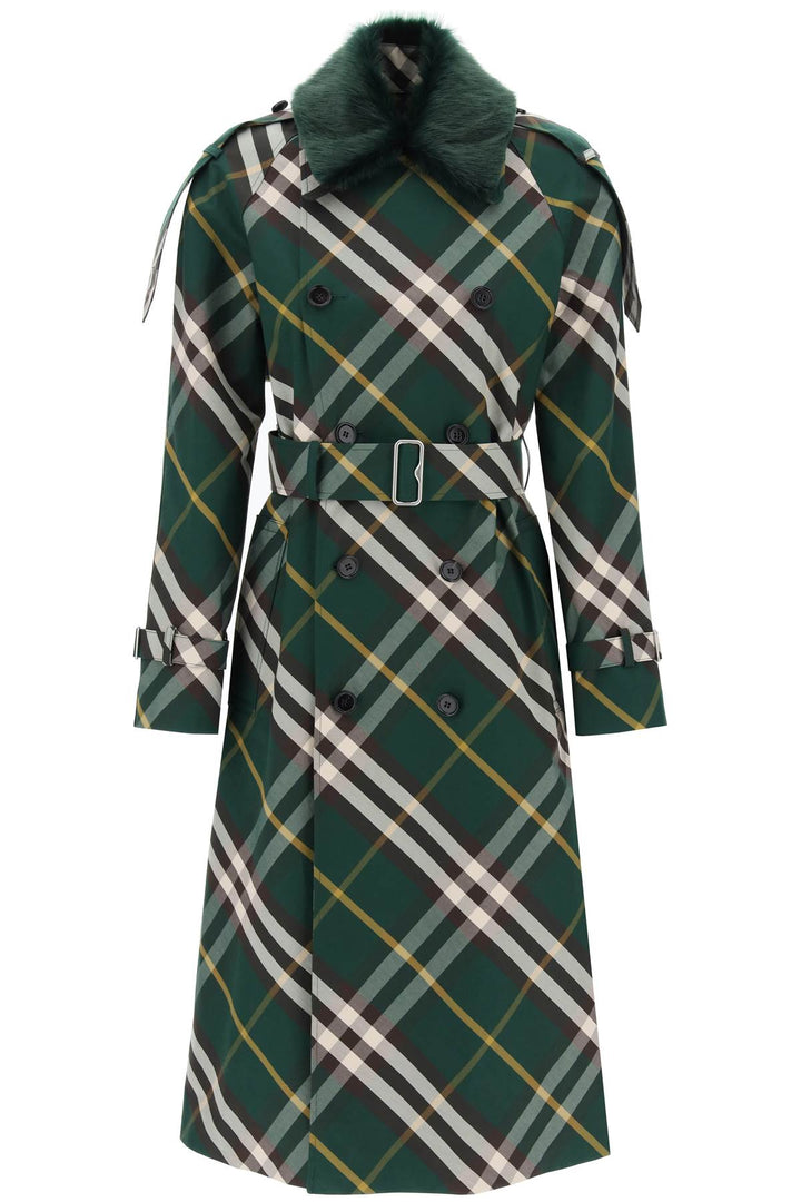 Burberry Kensington Trench Coat With Check Pattern