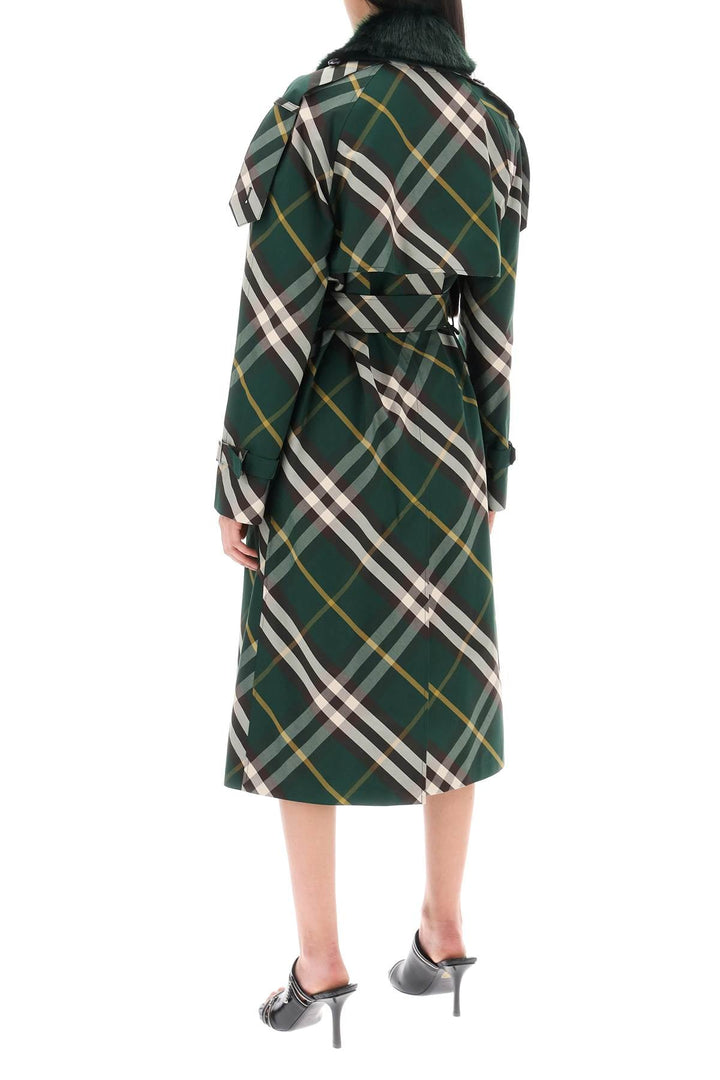 Burberry Kensington Trench Coat With Check Pattern