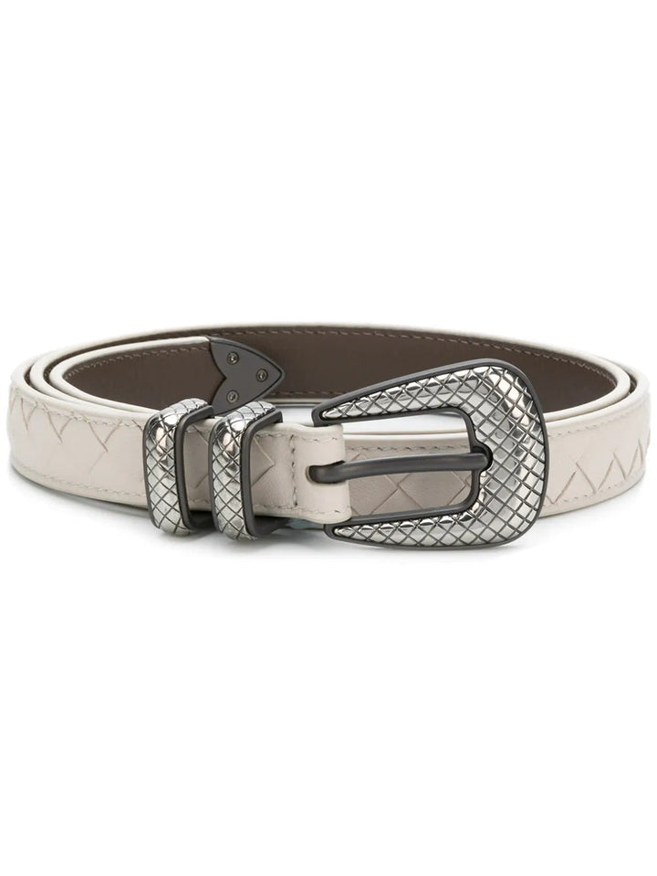 Bottega Veneta Intrecciato Embossed Buckle Leather Belt