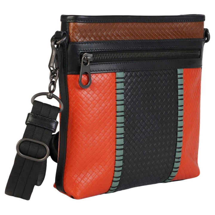 Bottega Veneta Tri Color Intrecciato Leather Crossbody Bag