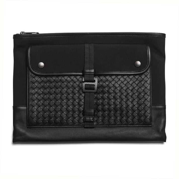 Bottega Veneta Intrecciato Leather & Canvas Clutch