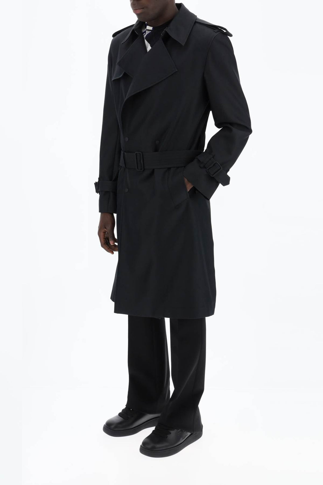 Burberry Double-Breasted Silk Blend Trench Coat