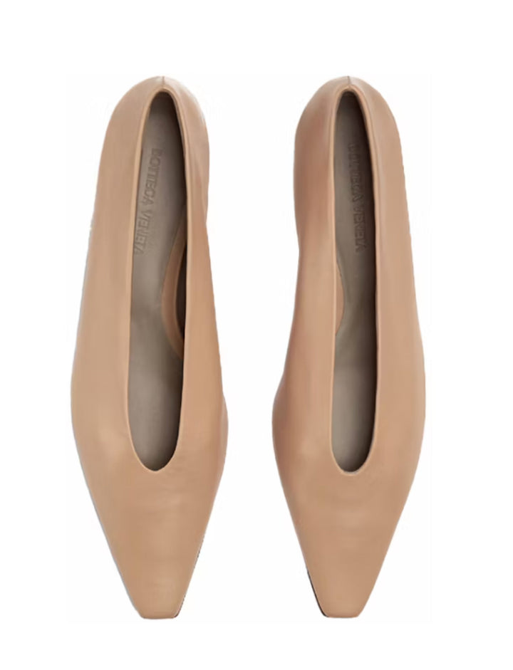 Bottega Veneta Leather Ballerinas in Beige