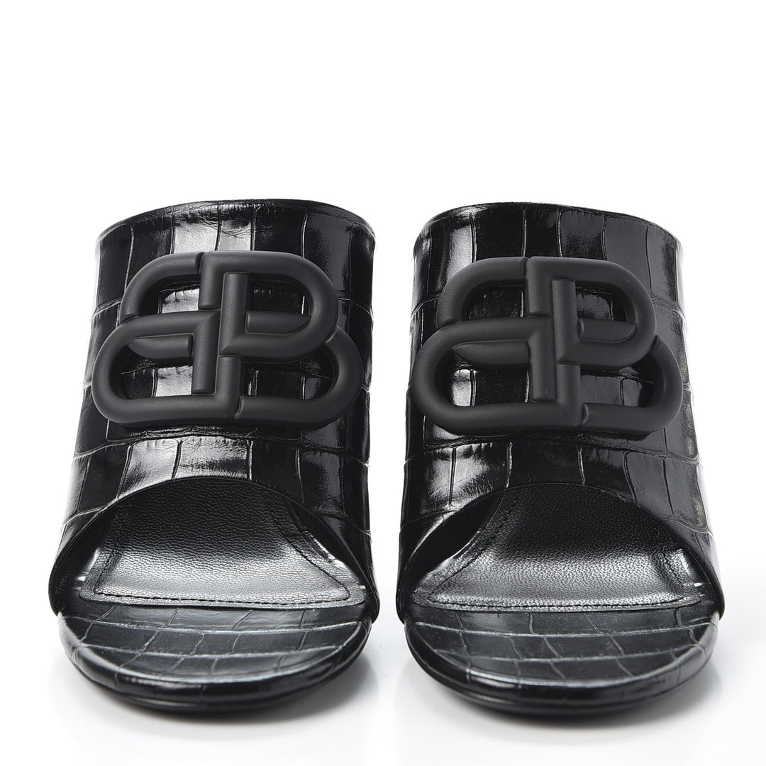 Balenciaga Croc Embossed Slide Sandal 'Black'