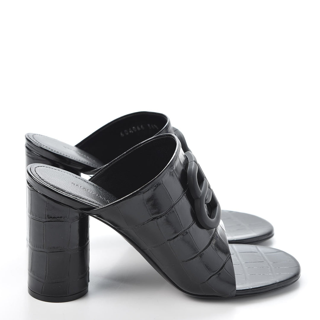 Balenciaga Croc Embossed Slide Sandal 'Black'