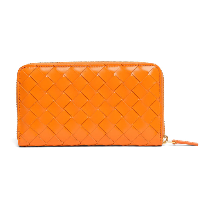 Bottega Veneta Intrecciato Patent Leather Zip Around Wallet