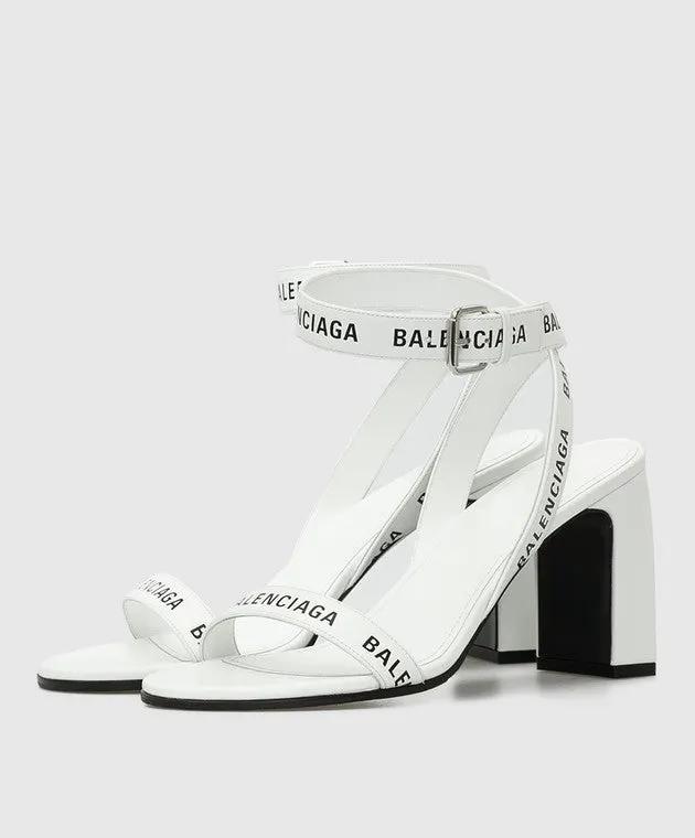 Balenciaga Logo-Strap Block-Heel Sandals