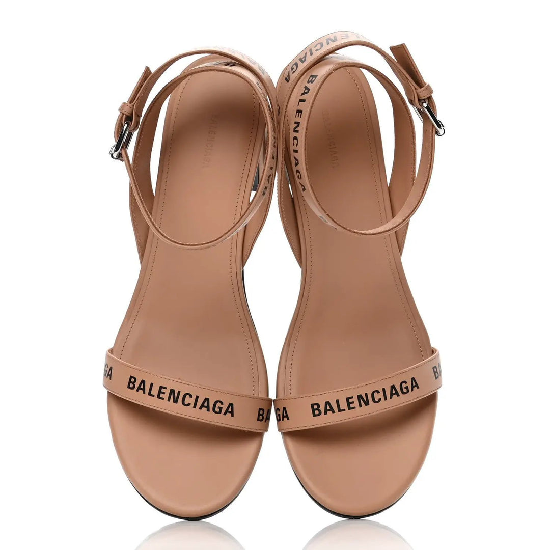 Balenciaga Logo Block Heel Sandal &
