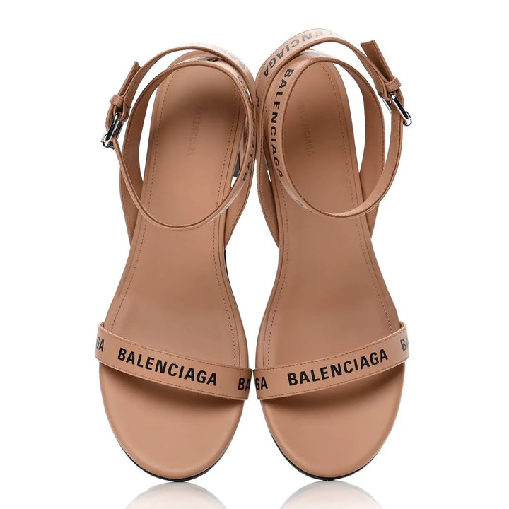 Balenciaga Logo Block Heel Sandal &