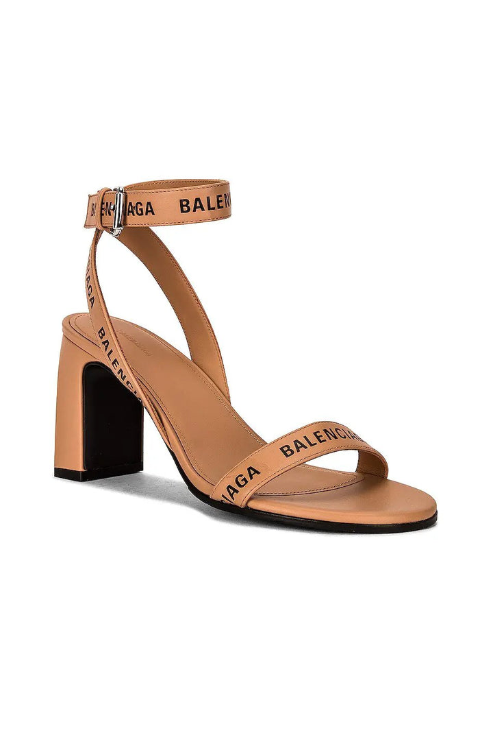 Balenciaga Logo Block Heel Sandal &