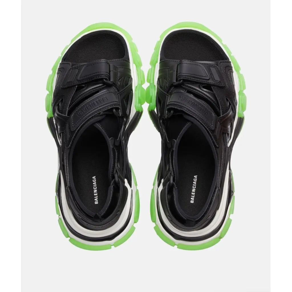 Balenciaga Track Sandal 'Black, White and Green Sole'