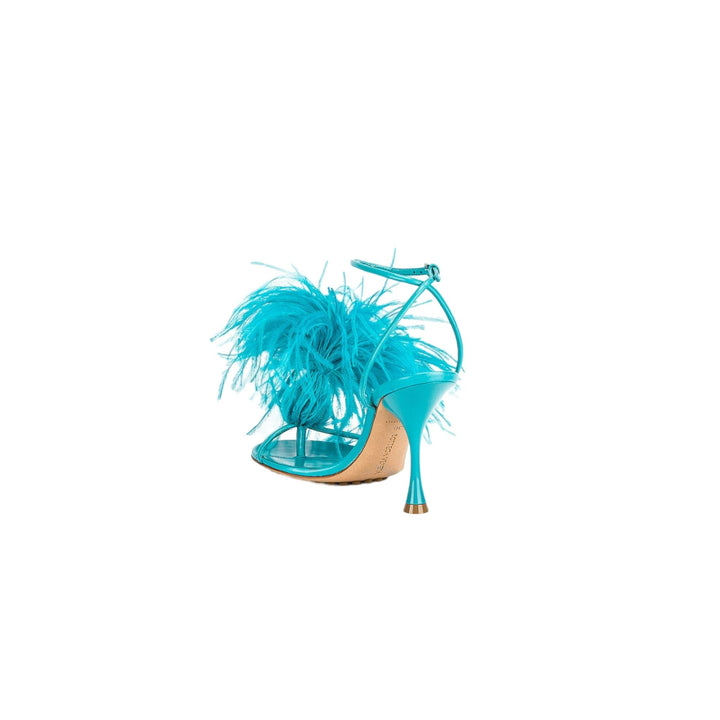 Bottega Veneta 100Mm Dot Feather-Detailed Sandals in BLUE