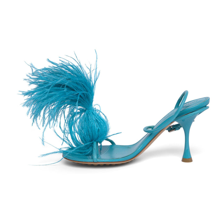 Bottega Veneta 100Mm Dot Feather-Detailed Sandals in BLUE