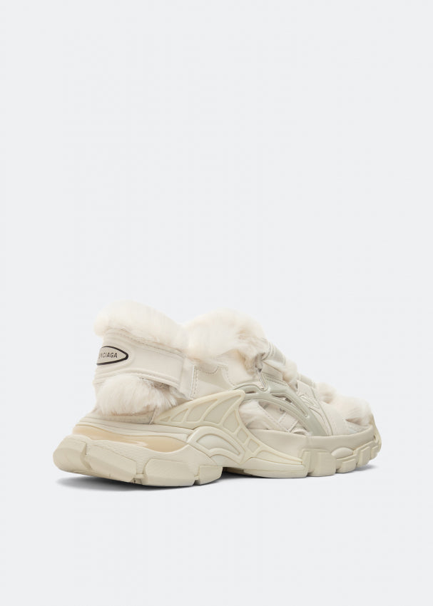 Balenciaga Faux Fur Rubber Mesh Track Sandals 'Cream'