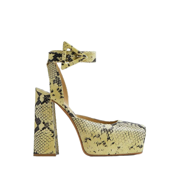 Bottega Veneta Faded Python Noir Tower Pumps Yellow/Black