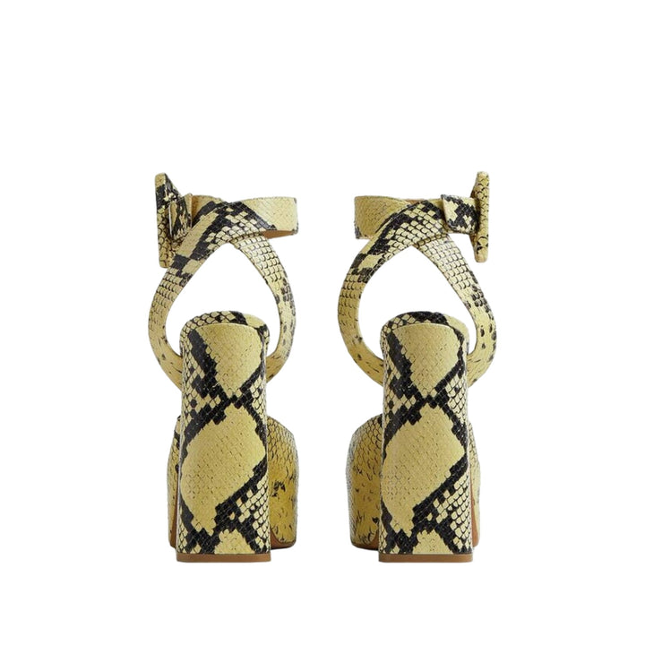 Bottega Veneta Faded Python Noir Tower Pumps Yellow/Black
