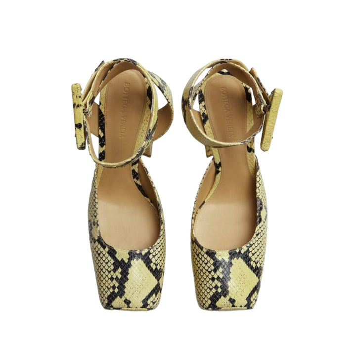 Bottega Veneta Faded Python Noir Tower Pumps Yellow/Black