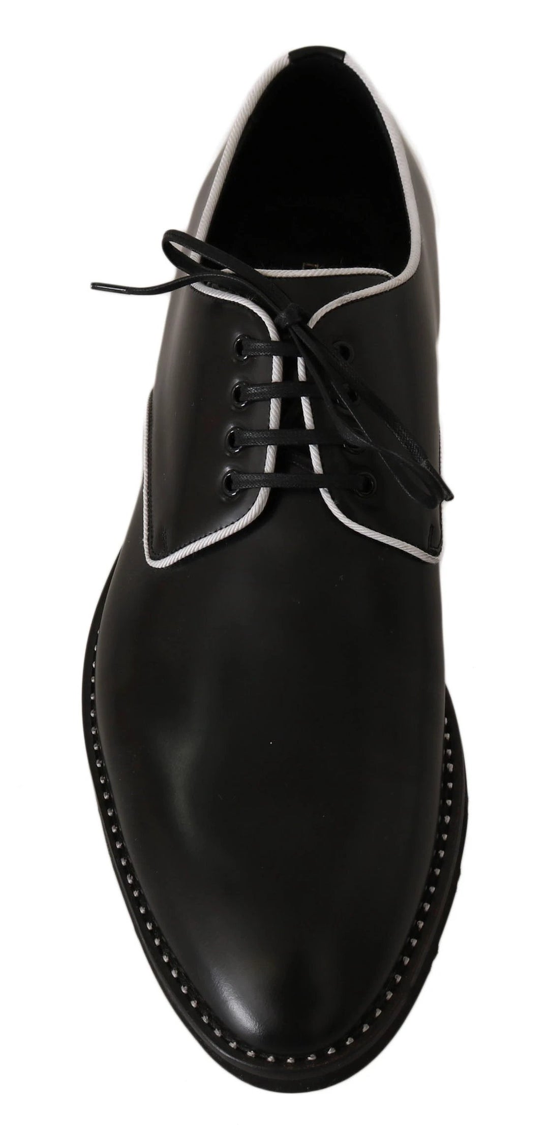 Dolce &amp; Gabbana Black Leather White Line Dress Derby Shoes by Dolce &amp; Gabbana outlet now on sale