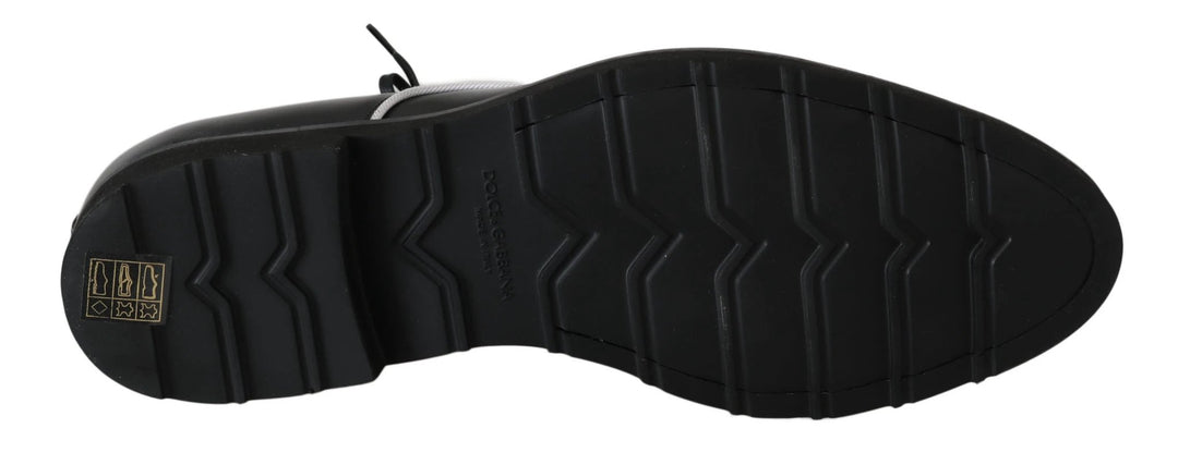 Dolce &amp; Gabbana Black Leather White Line Dress Derby Shoes by Dolce &amp; Gabbana outlet now on sale