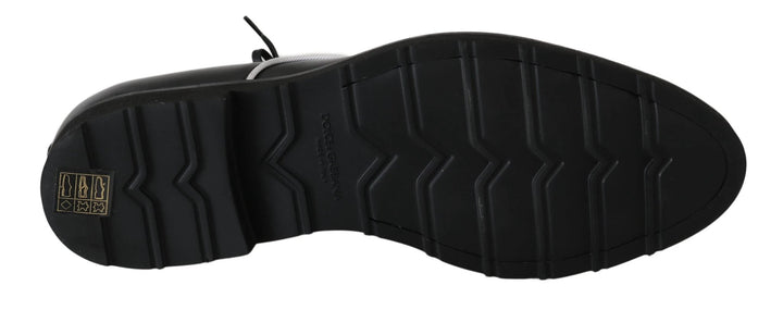 Dolce &amp; Gabbana Black Leather White Line Dress Derby Shoes by Dolce &amp; Gabbana outlet now on sale