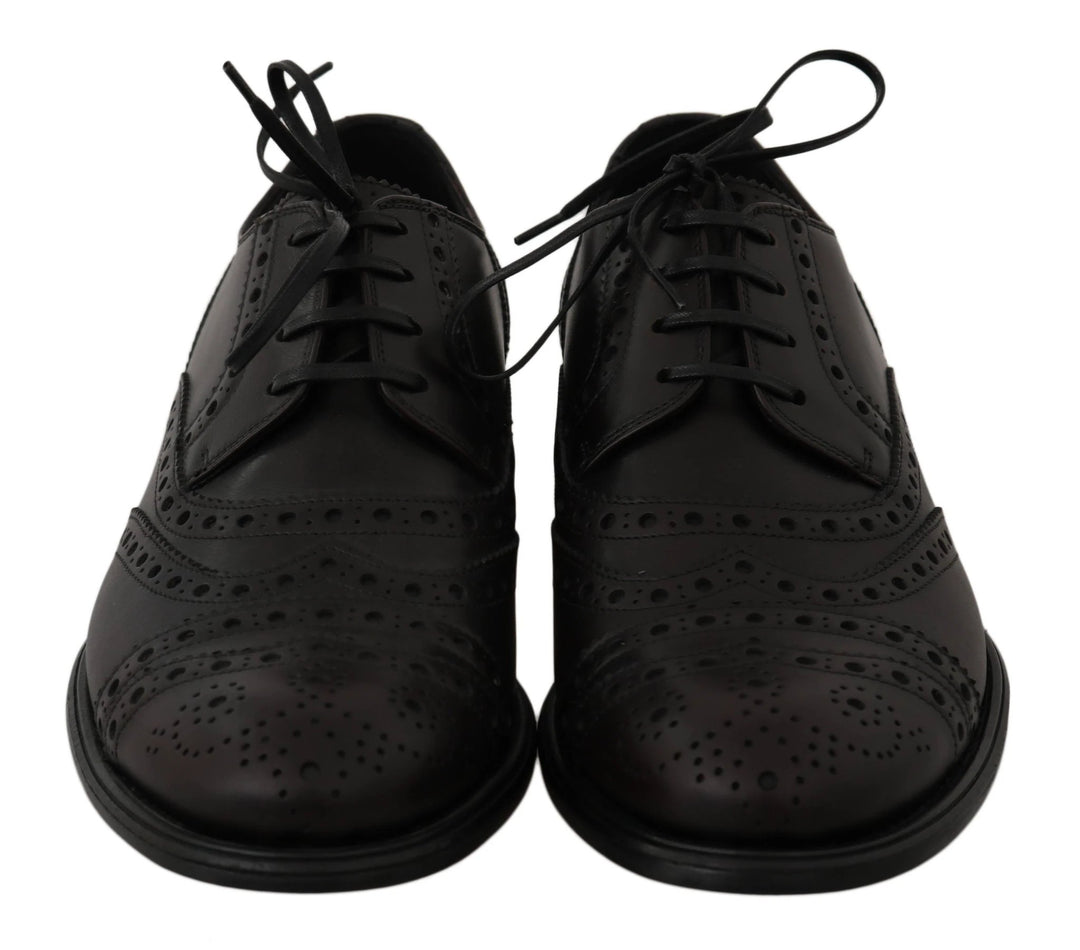 Dolce &amp; Gabbana Black Leather Wingtip Oxford Dress Shoes by Dolce &amp; Gabbana outlet now on sale