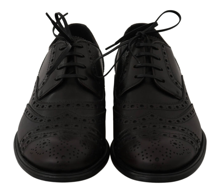 Dolce &amp; Gabbana Black Leather Wingtip Oxford Dress Shoes by Dolce &amp; Gabbana outlet now on sale
