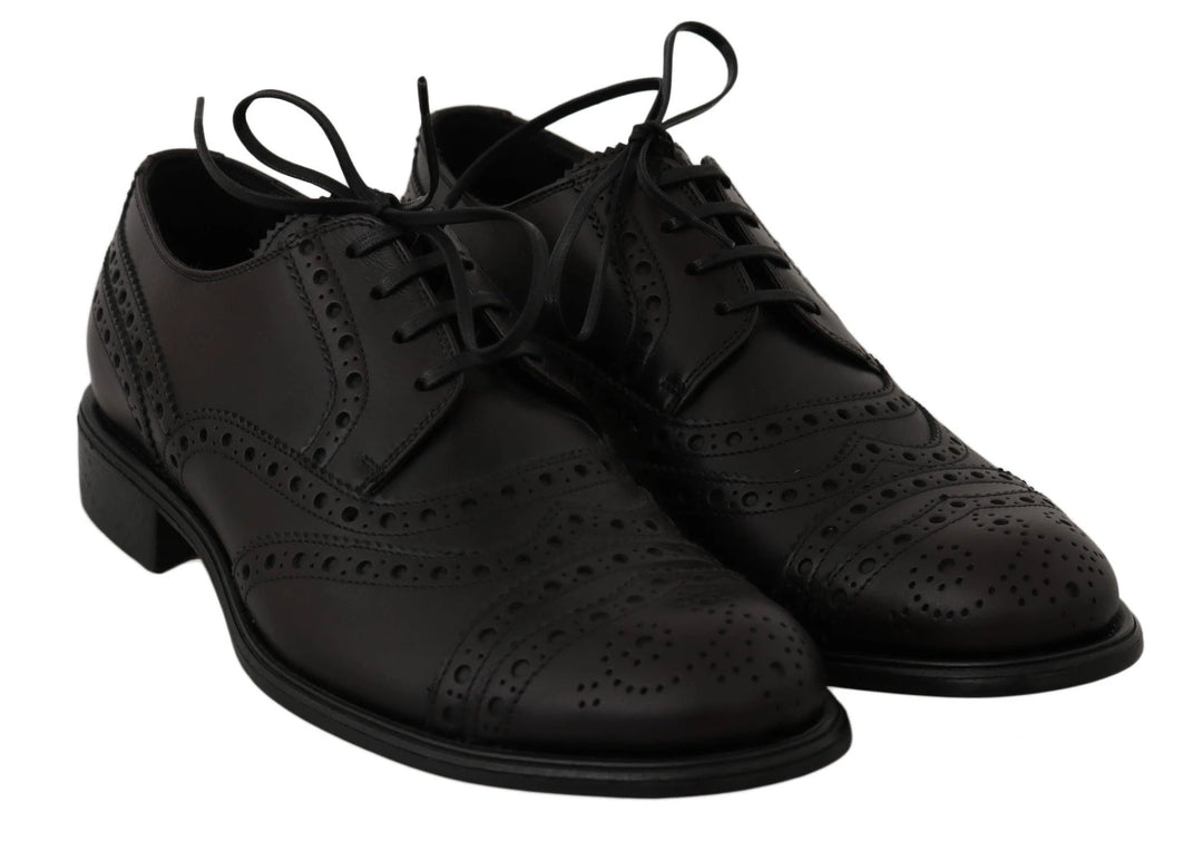 Dolce &amp; Gabbana Black Leather Wingtip Oxford Dress Shoes by Dolce &amp; Gabbana outlet now on sale