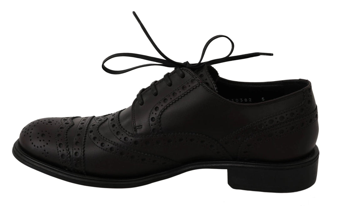 Dolce &amp; Gabbana Black Leather Wingtip Oxford Dress Shoes by Dolce &amp; Gabbana outlet now on sale