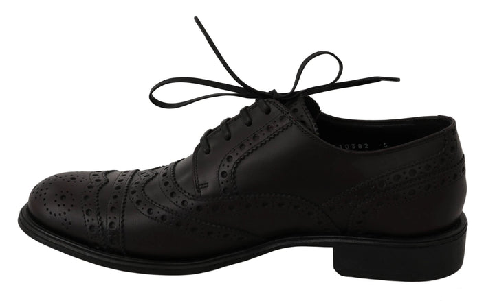 Dolce &amp; Gabbana Black Leather Wingtip Oxford Dress Shoes by Dolce &amp; Gabbana outlet now on sale