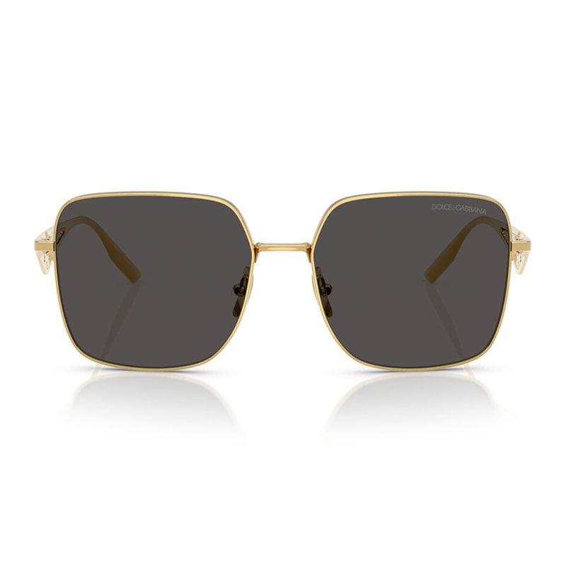 Dolce & Gabbana Sunglasses Square Full Rim, Gold Frame and Dark Grey Lens DG231002/87