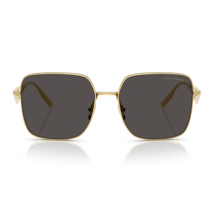 Dolce & Gabbana Sunglasses Square Full Rim, Gold Frame and Dark Grey Lens DG231002/87